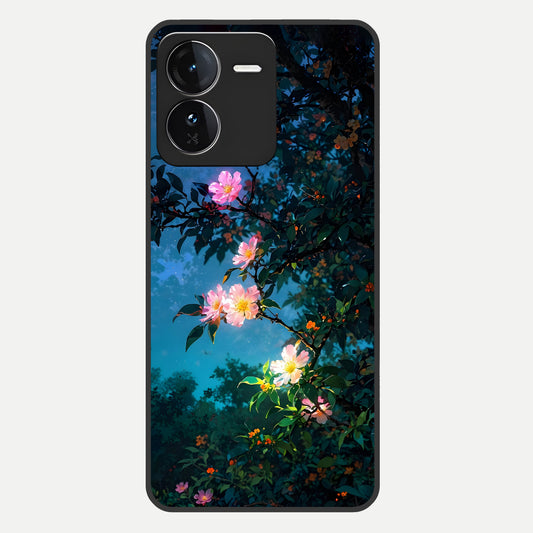  Midnight Bloom Glow Glass Case For iQOO Z9 back cover – full design glossy printed glass finish