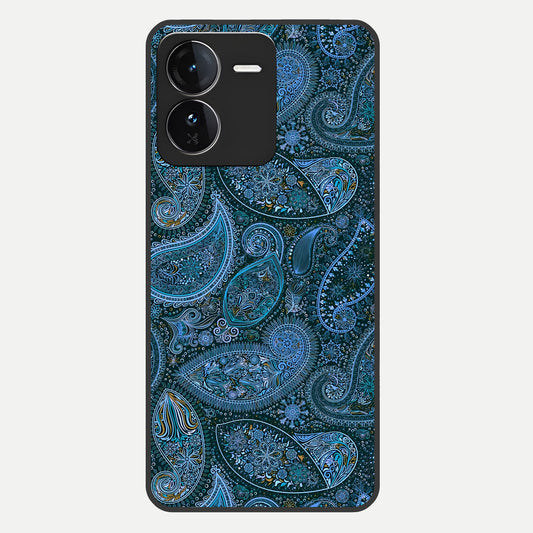  Midnight Paisley Glow Glass Case For iQOO Z9 back cover – full design glossy printed glass finish
