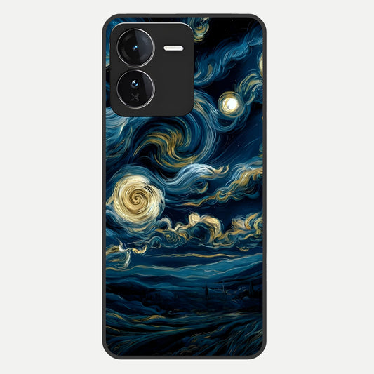  Midnight Sky Whirl Glass Case For iQOO Z9 back cover – full design glossy printed glass finish