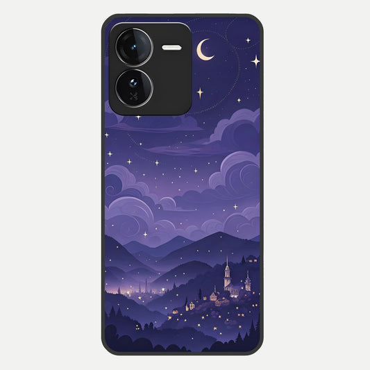  Minimal Night View Glass Case For iQOO Z9 back cover – full design glossy printed glass finish