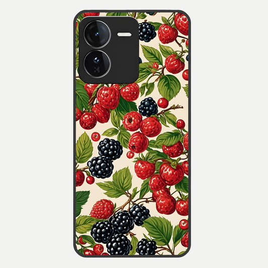  Mixed Berry Collage Glass Case For iQOO Z9 back cover – full design glossy printed glass finish