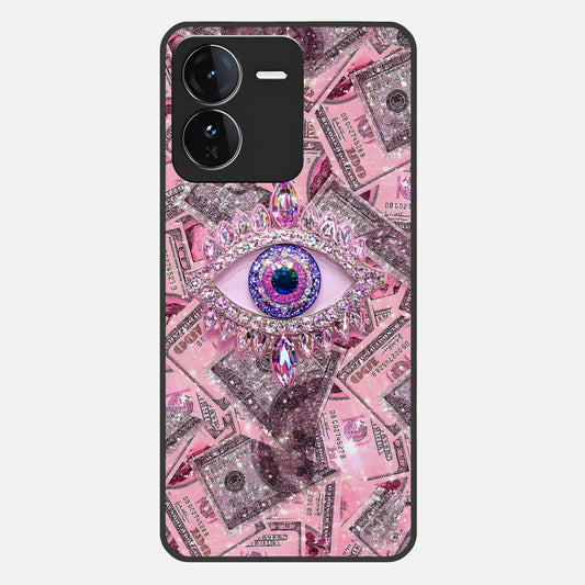  Money Eye Luxe Glass Case For iQOO Z9 back cover – full design glossy printed glass finish