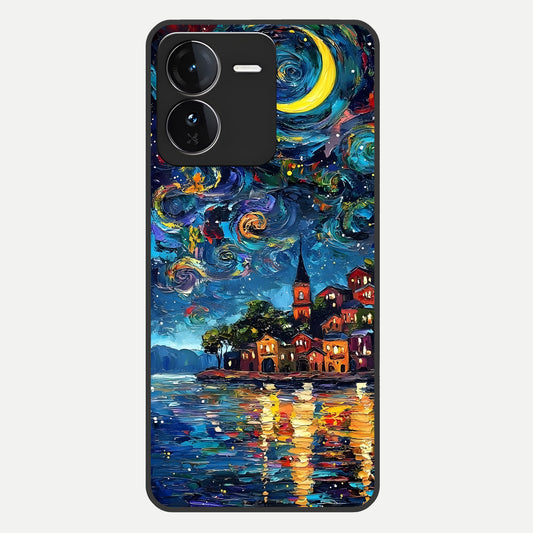  Moonlight Harbor Glow Glass Case For iQOO Z9 back cover – full design glossy printed glass finish