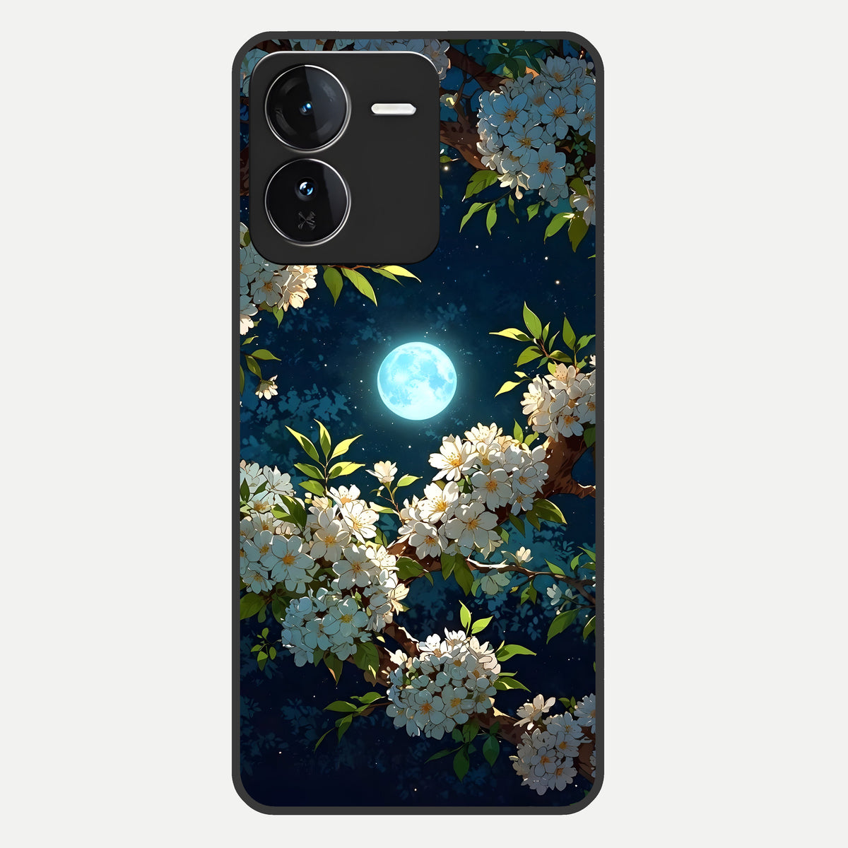  Moonlit Blossom Dream Glass Case For iQOO Z9 back cover – full design glossy printed glass finish