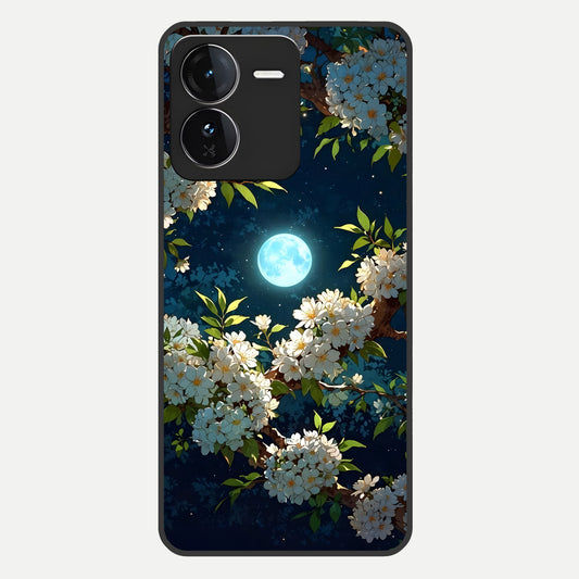  Moonlit Blossom Dream Glass Case For iQOO Z9 back cover – full design glossy printed glass finish