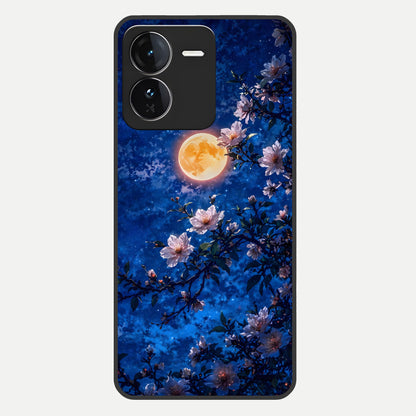  Moonlit Blossoms Night Glass Case For iQOO Z9 back cover – full design glossy printed glass finish
