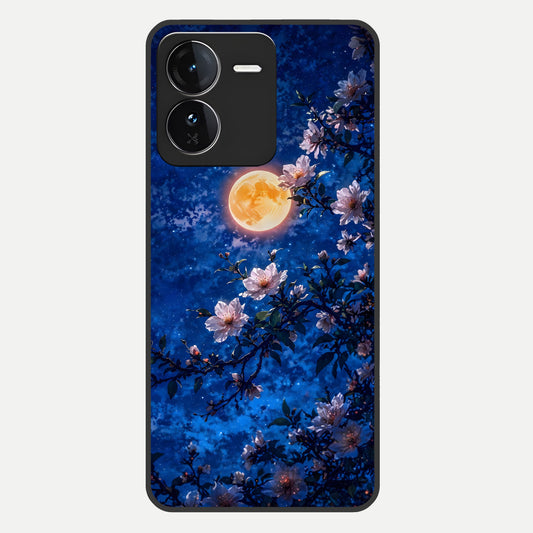  Moonlit Blossoms Night Glass Case For iQOO Z9 back cover – full design glossy printed glass finish