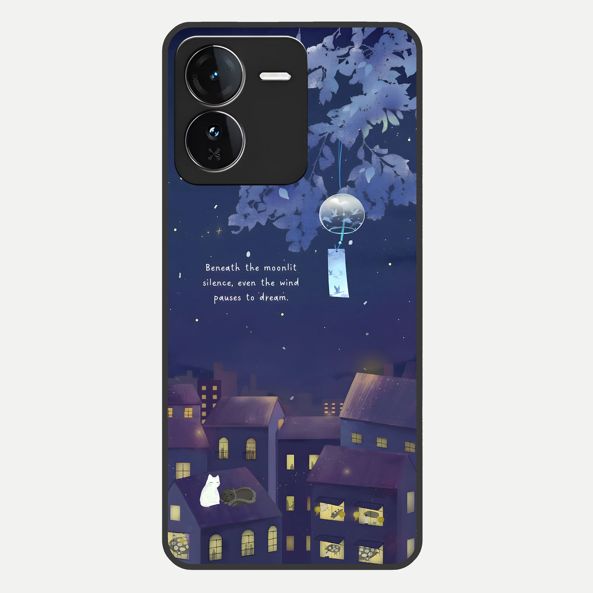 Moonlit Cat Silence Glass Case For iQOO Z9 back cover – full design glossy printed glass finish
