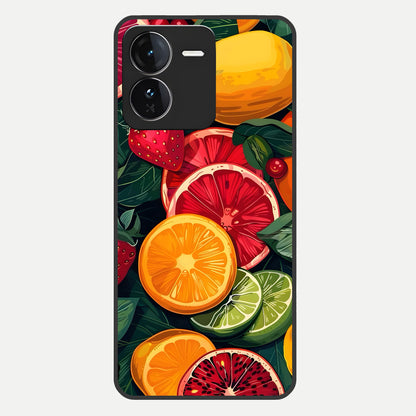  Multiple Fruits Glass Case For iQOO Z9 back cover – full design glossy printed glass finish
