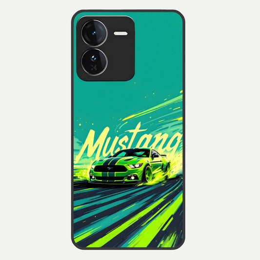  Mustang Bang Glass Case For iQOO Z9 back cover – full design glossy printed glass finish