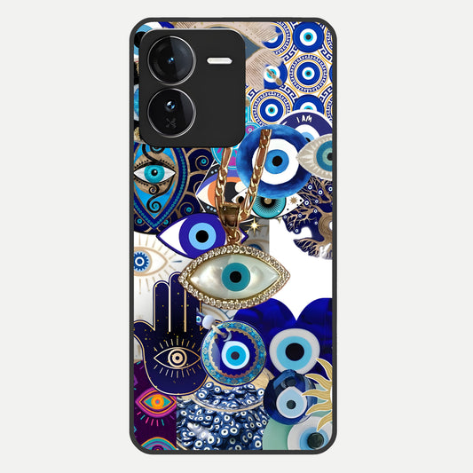  Mystic Charm Eye Glass Case For iQOO Z9 back cover – full design glossy printed glass finish
