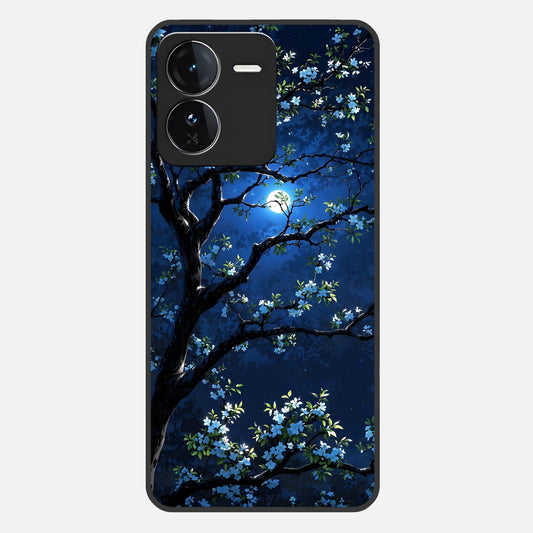  Mystic Floral Night Glass Case For iQOO Z9 back cover – full design glossy printed glass finish