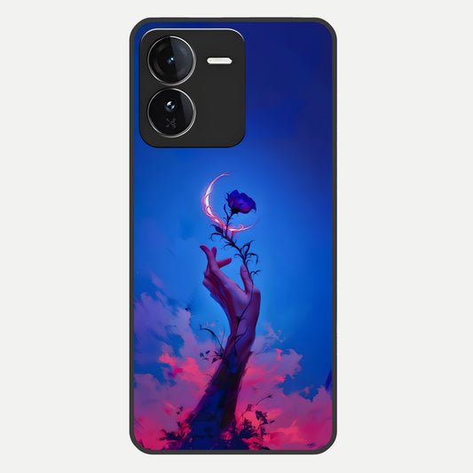  Mystic Hand Glass Case For iQOO Z9 back cover – full design glossy printed glass finish