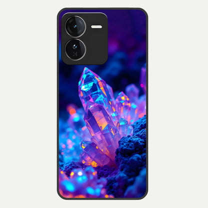  Neon Aura Shards Glass Case For iQOO Z9 back cover – full design glossy printed glass finish