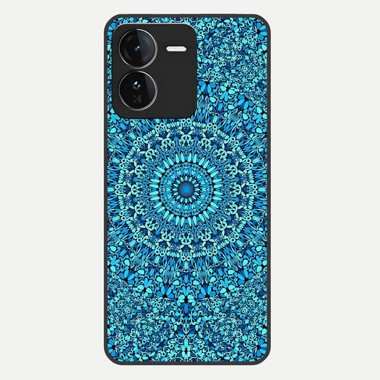  Ocean Bloom Mandala Glass Case For iQOO Z9 back cover – full design glossy printed glass finish