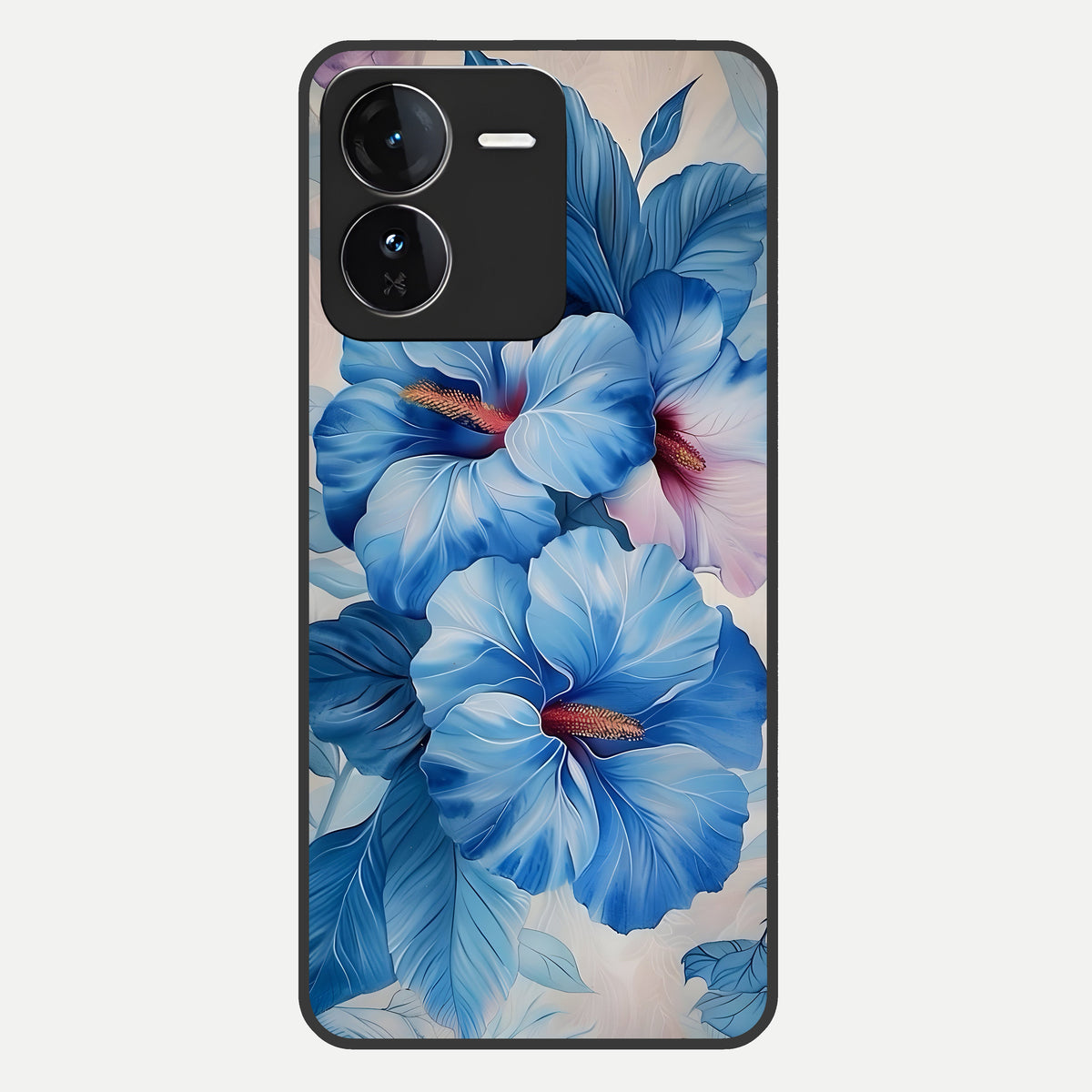  Ocean Hibiscus Grace Glass Case For iQOO Z9 back cover – full design glossy printed glass finish