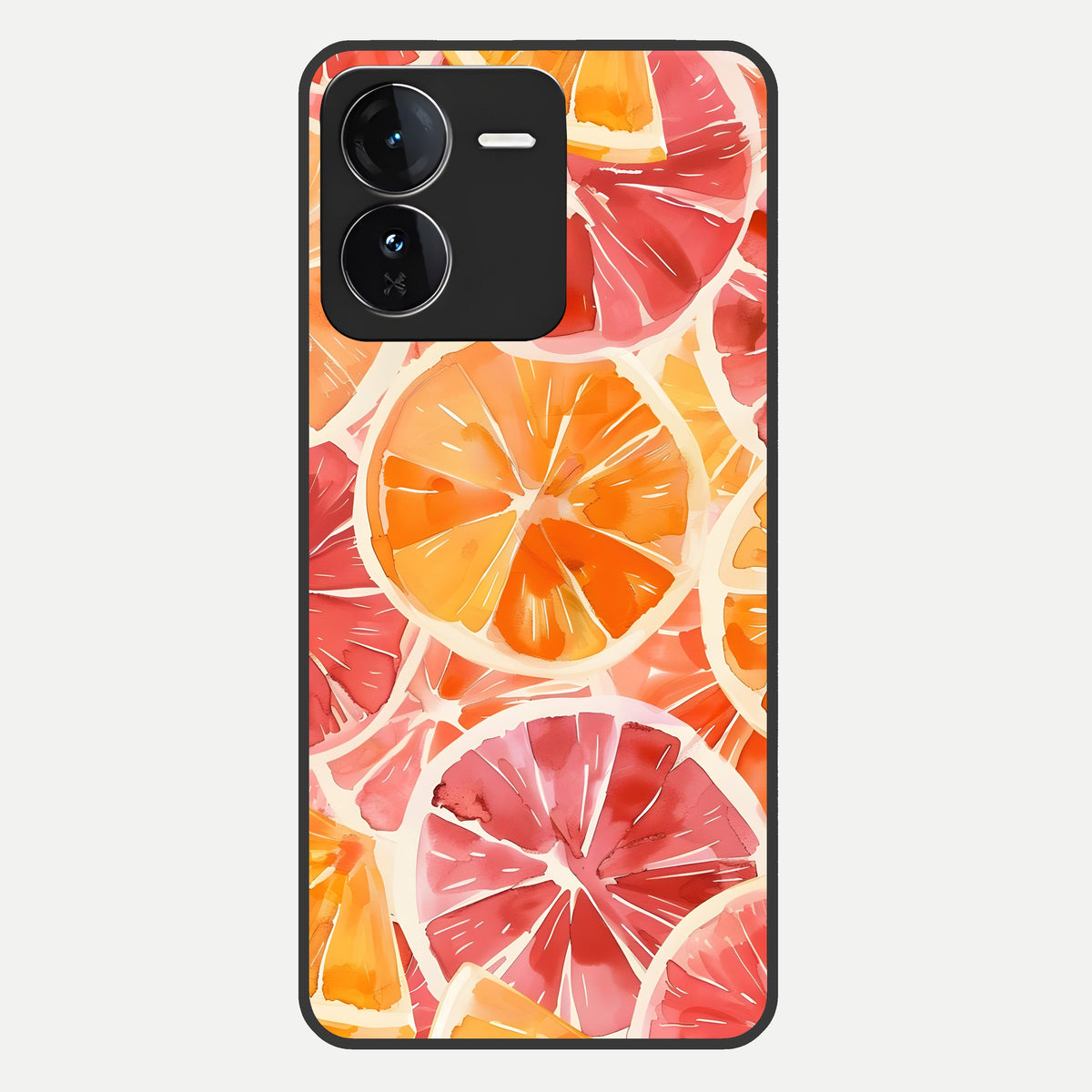  Orange Fruits Pattern Glass Case For iQOO Z9 back cover – full design glossy printed glass finish