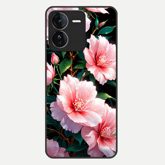  Peach Flower Glass Case For iQOO Z9 back cover – full design glossy printed glass finish