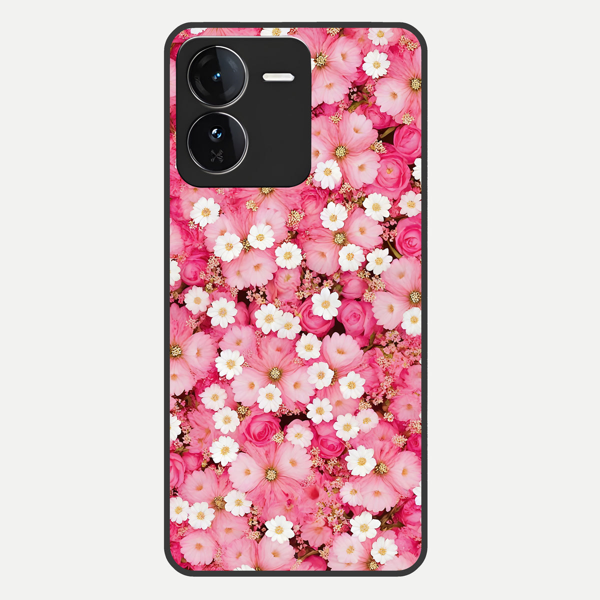  Pink Daisy Bliss Glass Case For iQOO Z9 back cover – full design glossy printed glass finish