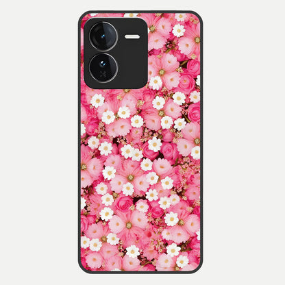  Pink Daisy Bliss Glass Case For iQOO Z9 back cover – full design glossy printed glass finish