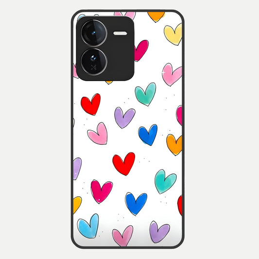  Playful Love Doodles Glass Case For iQOO Z9 back cover – full design glossy printed glass finish