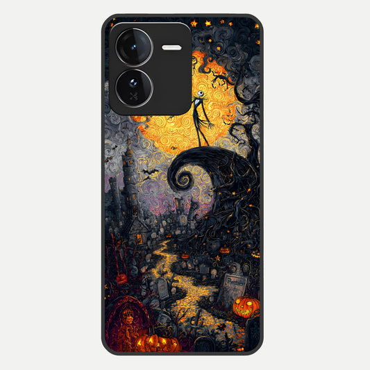  Pumpkin Moonlight Tale Glass Case For iQOO Z9 back cover – full design glossy printed glass finish