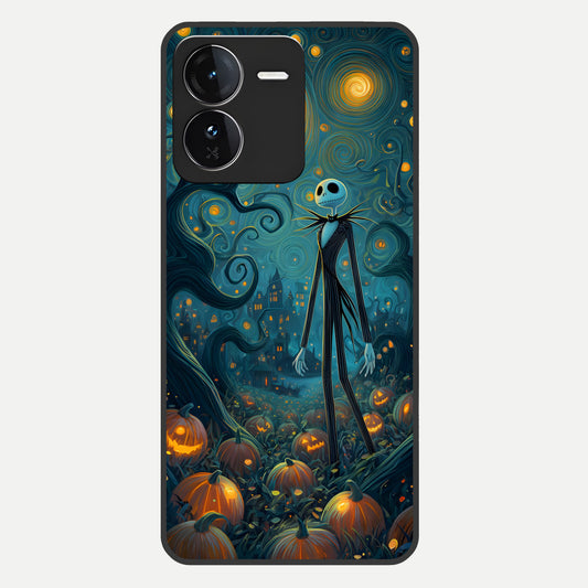  Pumpkin Moon Night Glass Case For iQOO Z9 back cover – full design glossy printed glass finish