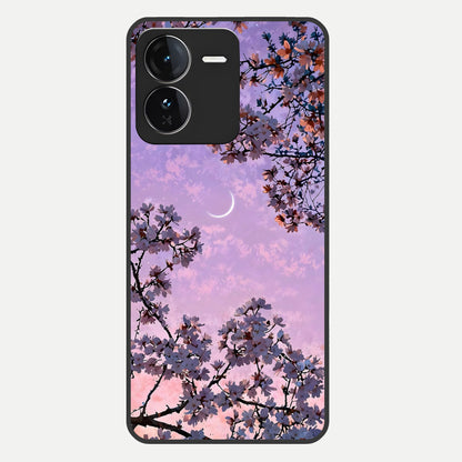 Purple Serenity Moon Glass Case For iQOO Z9 back cover – full design glossy printed glass finish