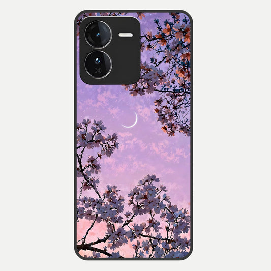  Purple Serenity Moon Glass Case For iQOO Z9 back cover – full design glossy printed glass finish