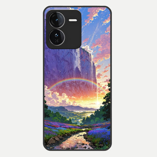  Rainbow Valley Dream Glass Case For iQOO Z9 back cover – full design glossy printed glass finish