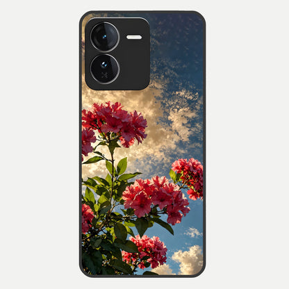  Red Bloom Skies Glass Case For iQOO Z9 back cover – full design glossy printed glass finish