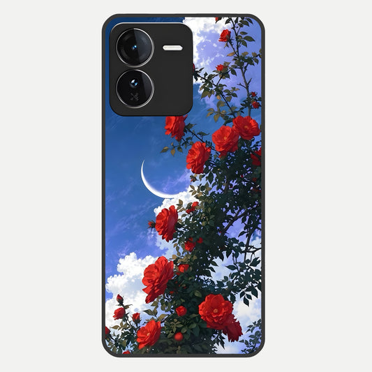  Rose Drift Flowers Glass Case For iQOO Z9 back cover – full design glossy printed glass finish