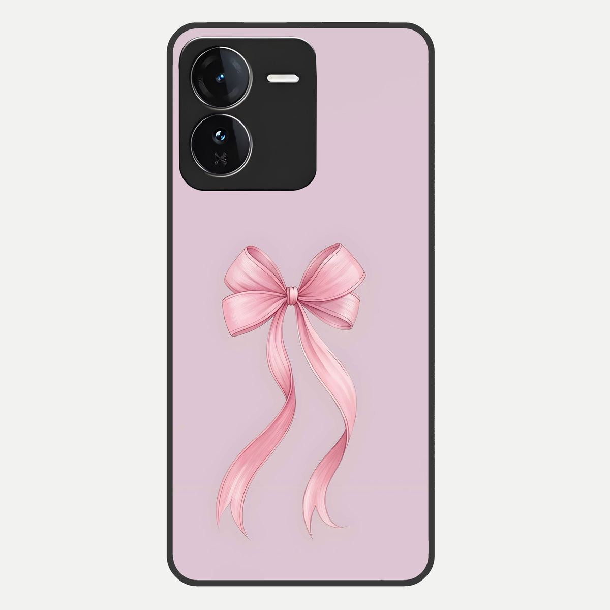  Soft Blush Bow Glass Case For iQOO Z9 back cover – full design glossy printed glass finish