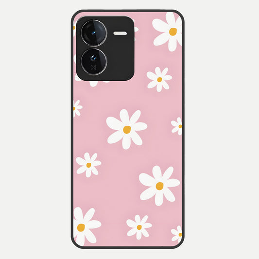  Soft Daisy Bliss Glass Case For iQOO Z9 back cover – full design glossy printed glass finish