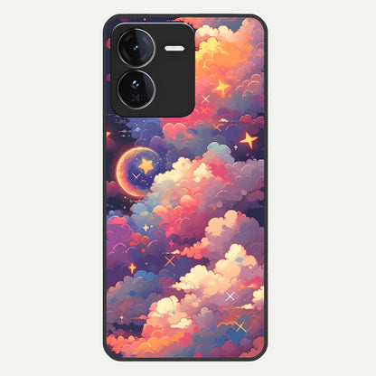  Starlit Dream Clouds Glass Case For iQOO Z9 back cover – full design glossy printed glass finish