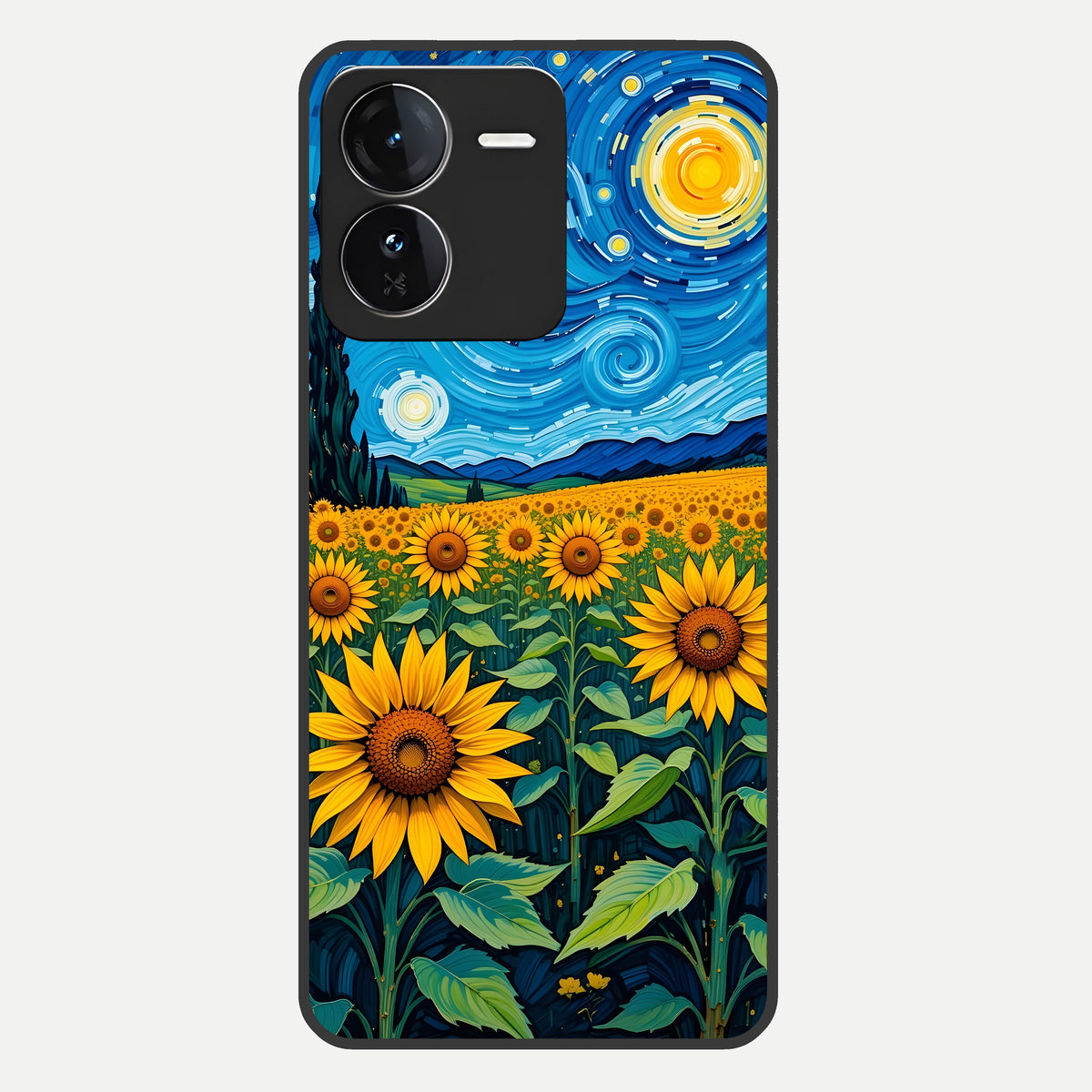  Starry Sunflower Dreams Glass Case For iQOO Z9 back cover – full design glossy printed glass finish