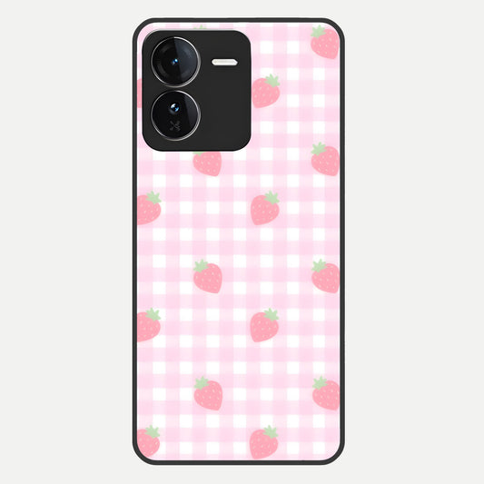  Strawberry Picnic Love Glass Case For iQOO Z9 back cover – full design glossy printed glass finish
