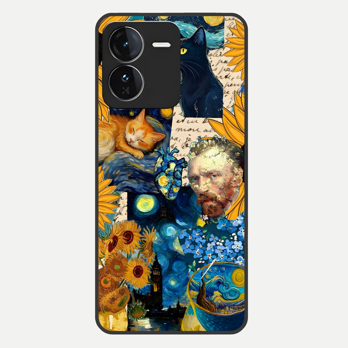  Sunflower Chic Mood Custom Name Glass Case For iQOO Z9 back cover – full design glossy printed glass finish