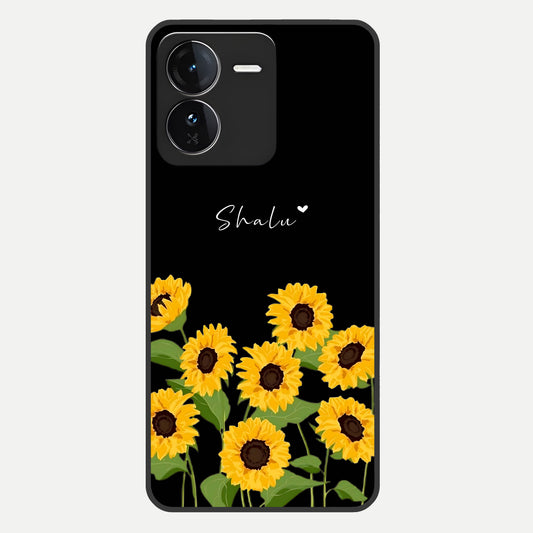  Sunflower Sky Bloom Glass Case For iQOO Z9 back cover – full design glossy printed glass finish