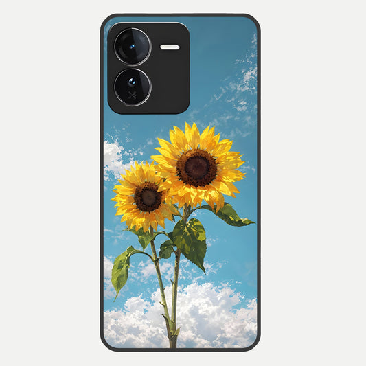  Sunlit Daisy Glow Glass Case For iQOO Z9 back cover – full design glossy printed glass finish