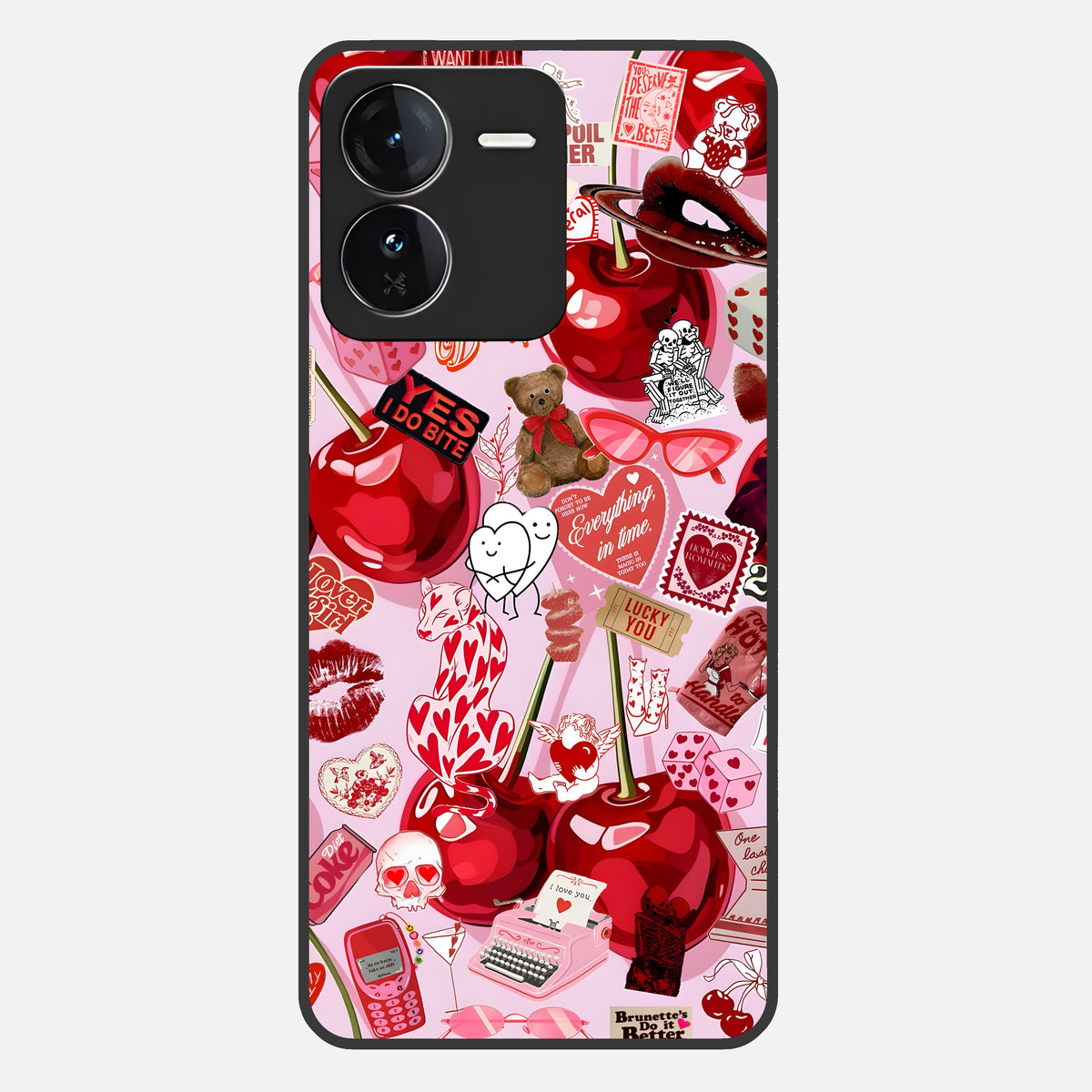  Sweet Cherry Chaos Glass Case For iQOO Z9 back cover – full design glossy printed glass finish
