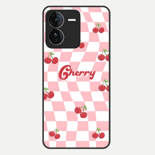  Sweet Cherry Vibes Glass Case For iQOO Z9 back cover – full design glossy printed glass finish