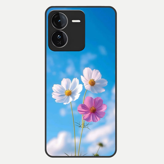  Tripple Flowers With Sky Glass Case For iQOO Z9 back cover – full design glossy printed glass finish