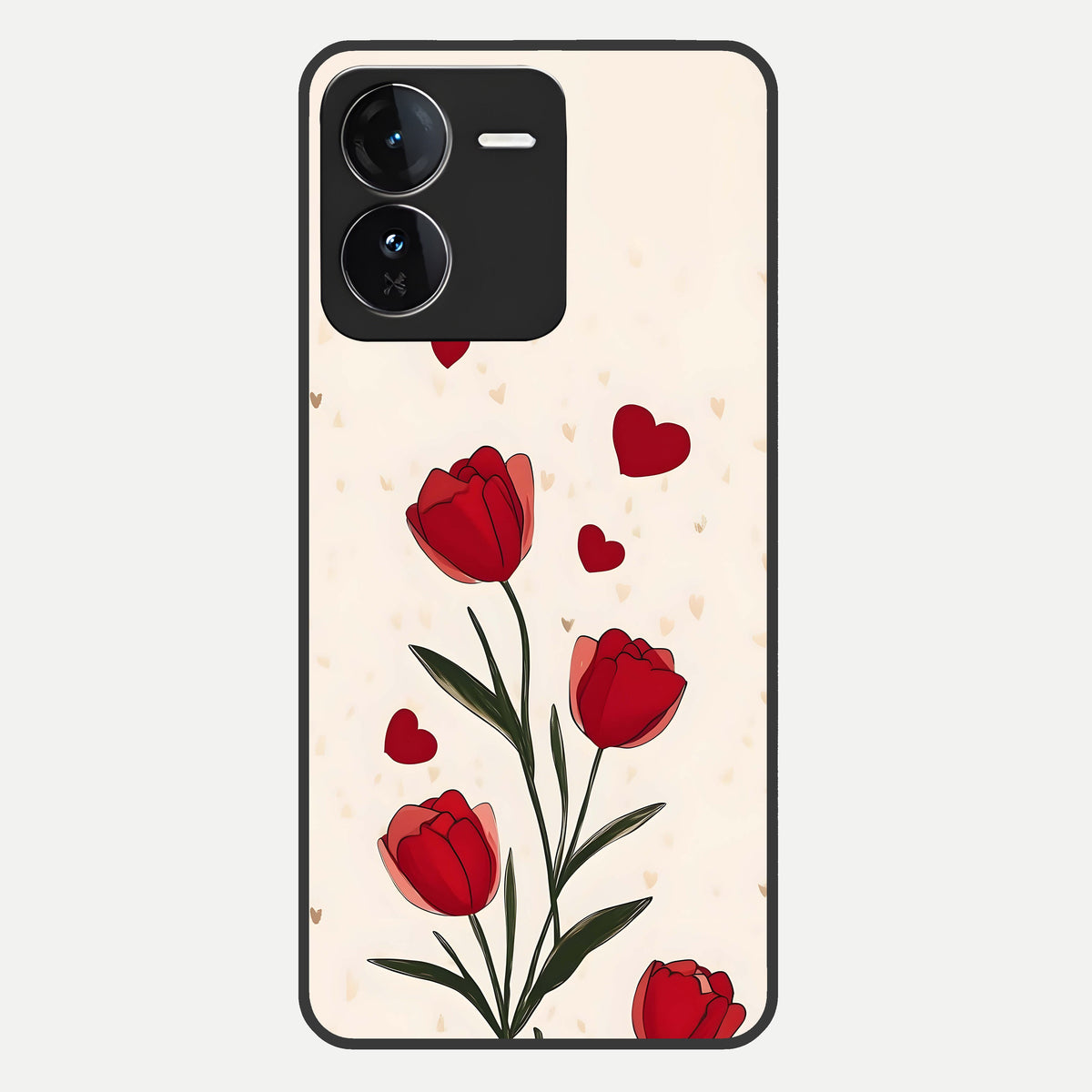  Tulip With Heart Glass Case For iQOO Z9 back cover – full design glossy printed glass finish