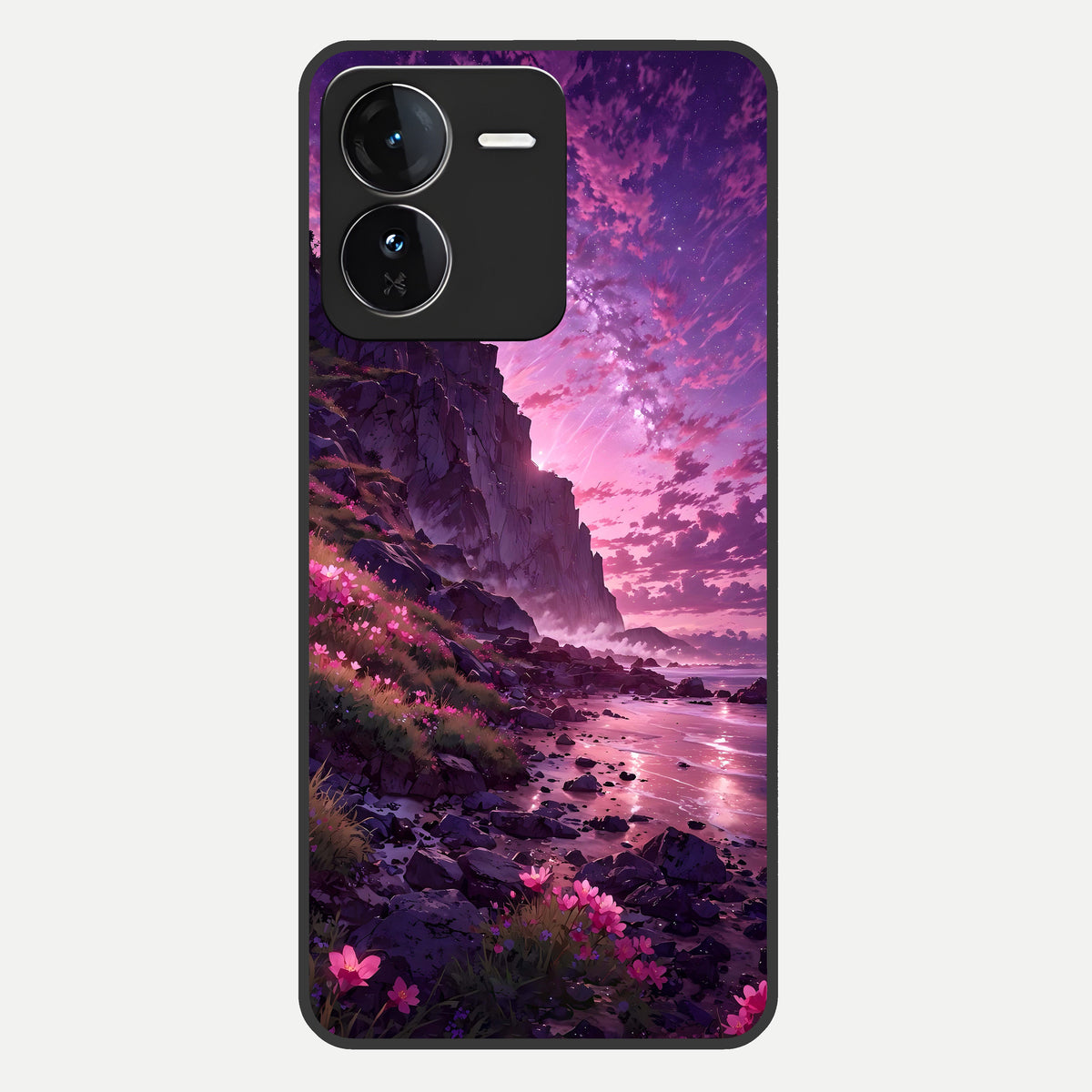  Twilight Blossom Coast Glass Case For iQOO Z9 back cover – full design glossy printed glass finish