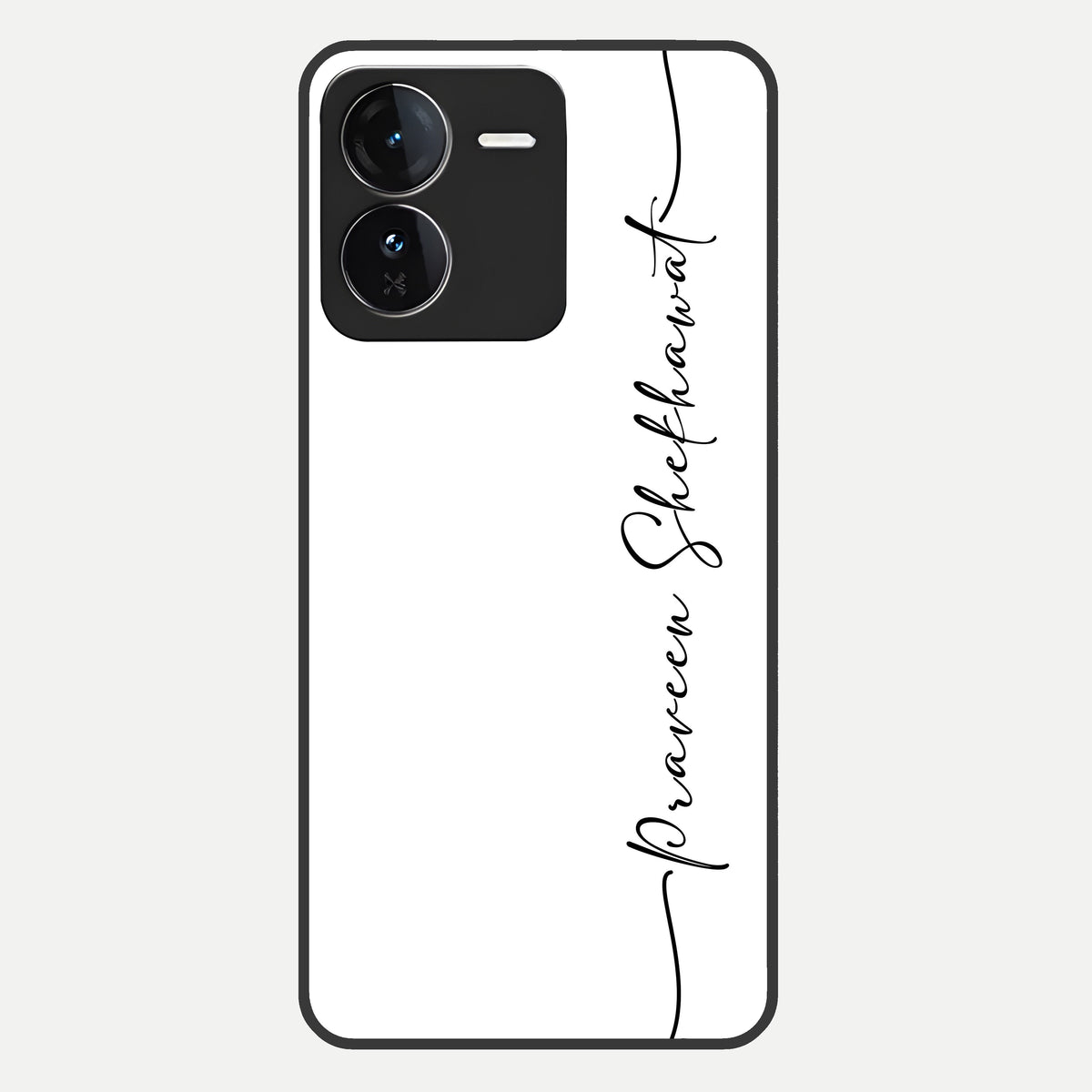  White Tune Custom Name Glass Case For iQOO Z9 back cover – personalized glossy printed glass finish