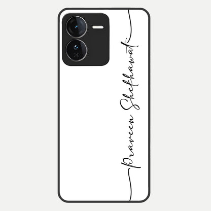  White Tune Custom Name Glass Case For iQOO Z9 back cover – personalized glossy printed glass finish
