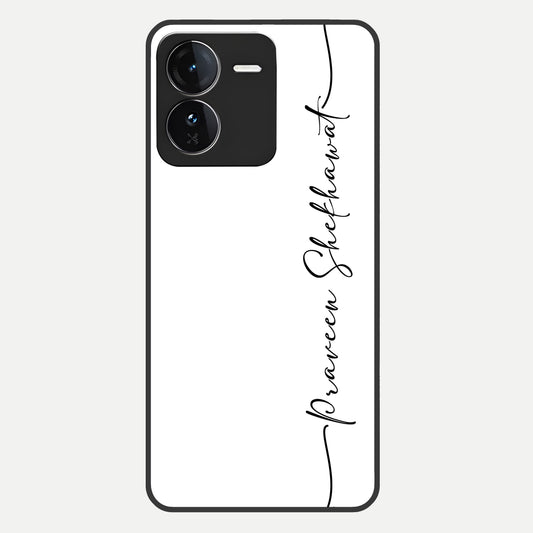  White Tune Custom Name Glass Case For iQOO Z9 back cover – personalized glossy printed glass finish