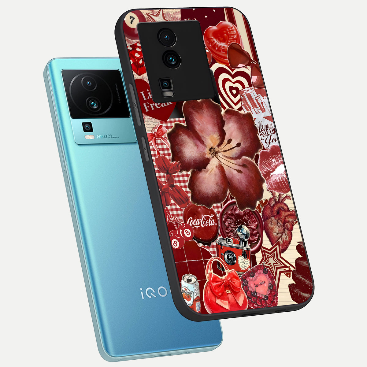  Aesthetic Little Freak phone case For iQOO Neo 7 Pro showing premium glass back cover with detailed artwork