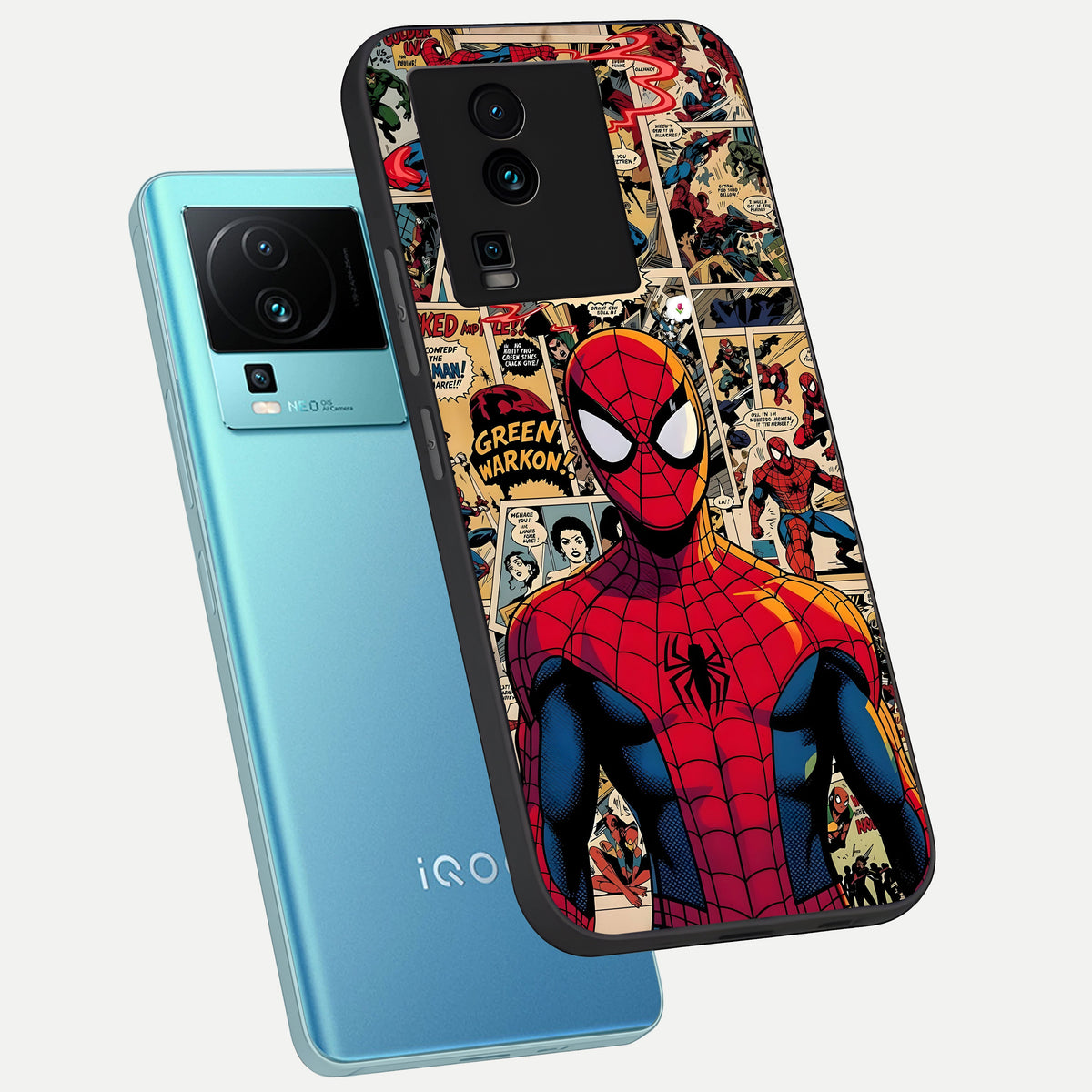  Aesthetic Spider phone case For iQOO Neo 7 Pro showing premium glass back cover with detailed artwork